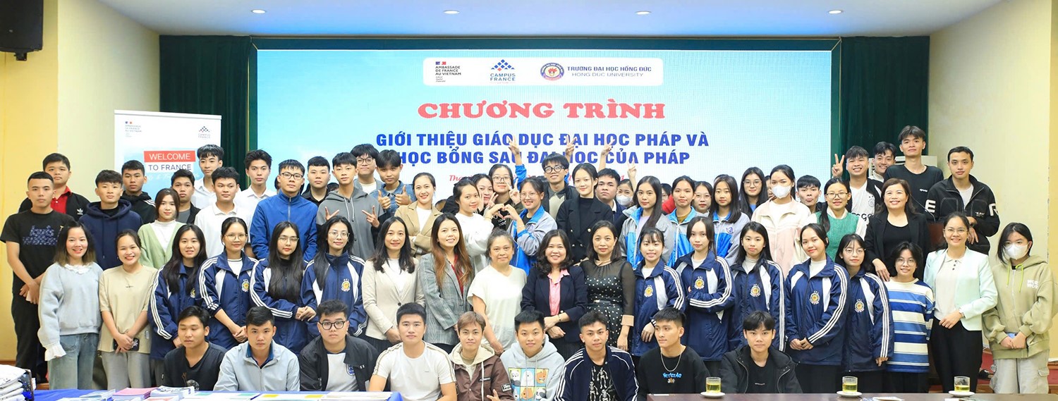 Trường Đại học Hồng Đức làm việc với đoàn công tác của ĐSQ nước Cộng hòa Pháp về Giáo dục Đại học Pháp và các học bổng sau đại học của Pháp